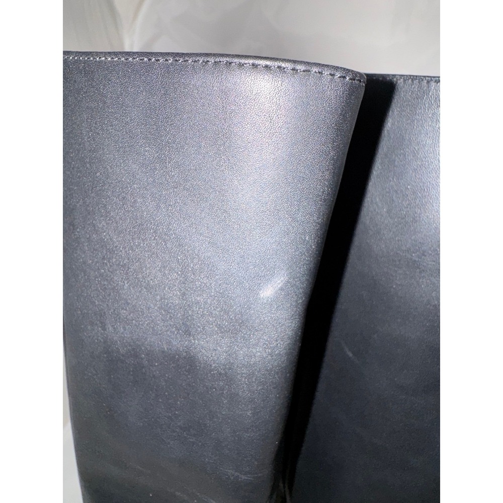 Veronica Beard Black Leather Wide Calf Knee High Kitten Heel Boots Womens 6M - Picture 5 of 9